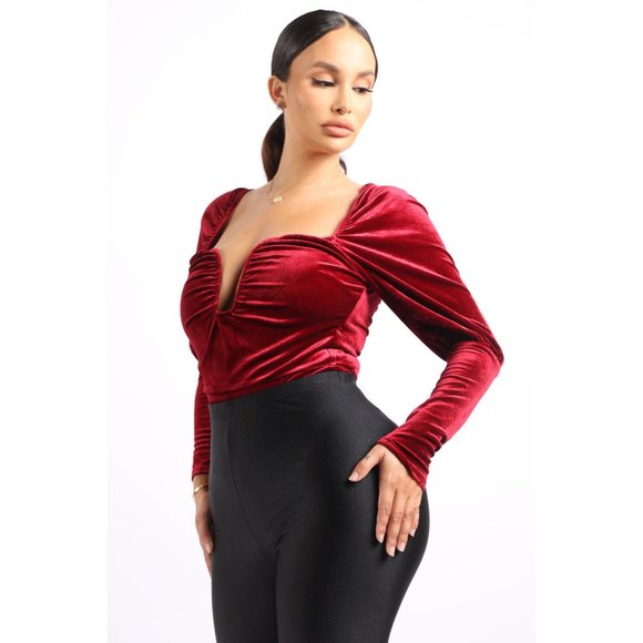 Women's Long Sleeve Velvet Sexy Bodysuit Outfit Clubwear Bar Lounge Event Party - Picture 10 of 13